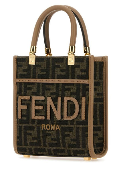 Fendi Woman Embroidered Canvas Mini Sunshine Handbag