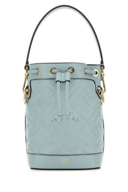 Fendi Woman Light Blue Leather Mon Tresor Bucket Bag