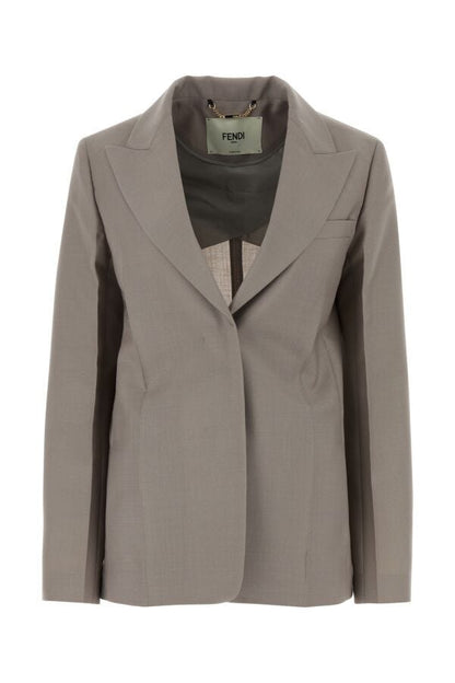 Fendi Woman Dove Grey Mohair Blend Blazer