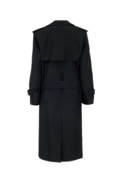 Burberry Woman Black Silk Blend Trench Coat