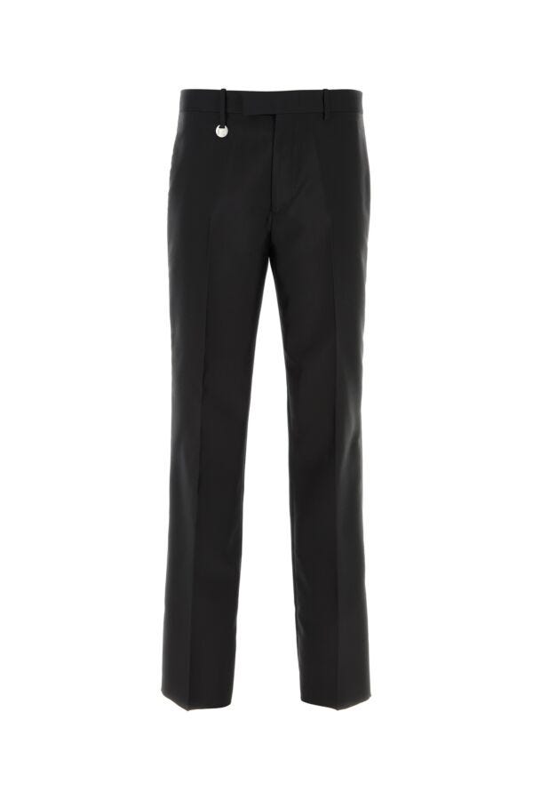 Burberry Man Black Wool Blend Wide-Leg Pant
