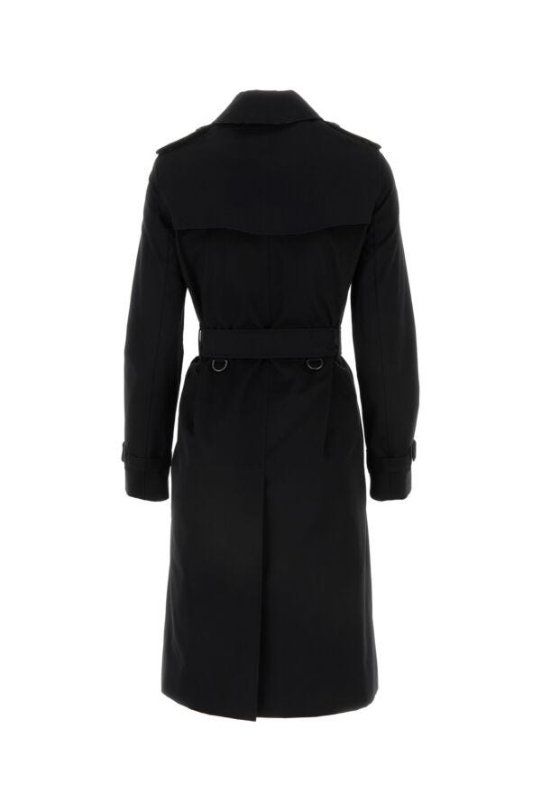 Burberry Woman Black Gabardine Heritage Kensington Trench Coat