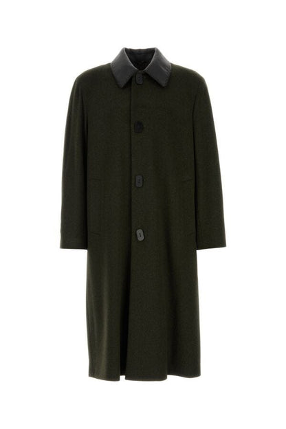Fendi Man Bottle Green Wool Blend Coat