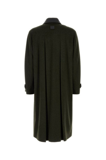 Fendi Man Bottle Green Wool Blend Coat