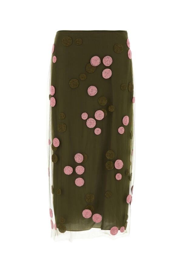 Fendi Woman Dark Green Tulle Skirt