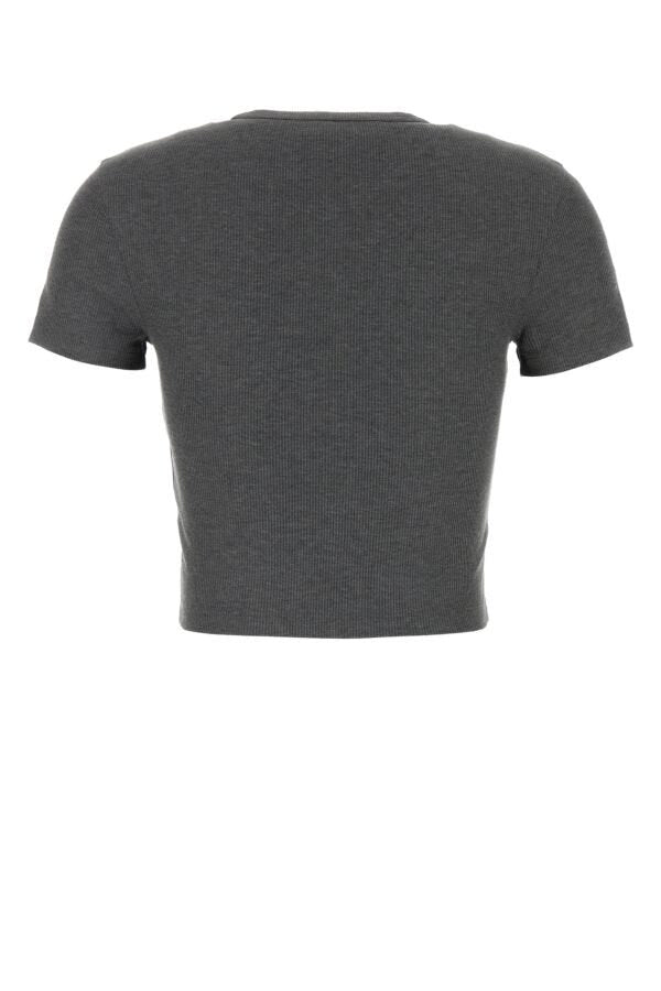 Fendi Woman Charcoal Stretch Cotton T-Shirt
