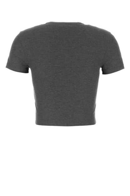 Fendi Woman Charcoal Stretch Cotton T-Shirt