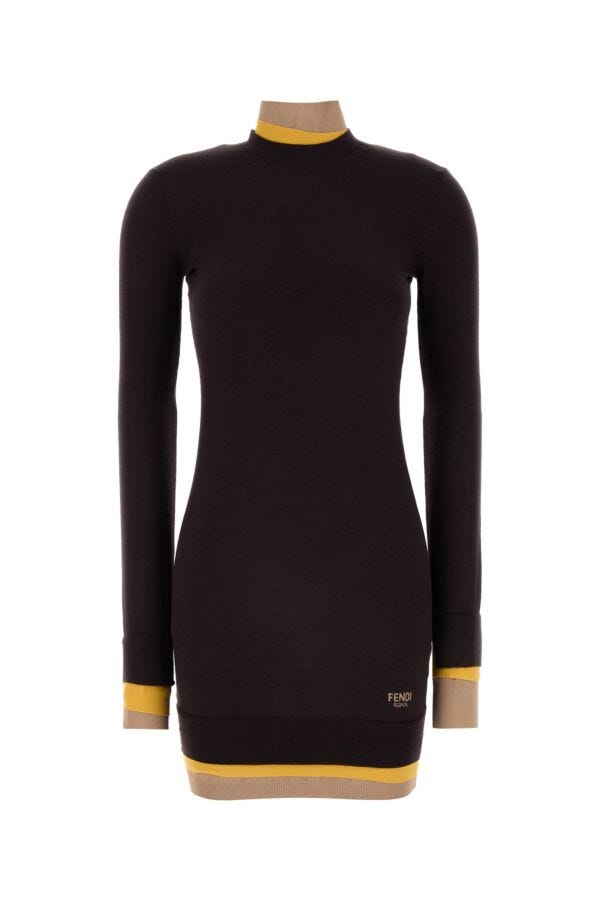 Fendi Woman Plum Wool Blend Dress