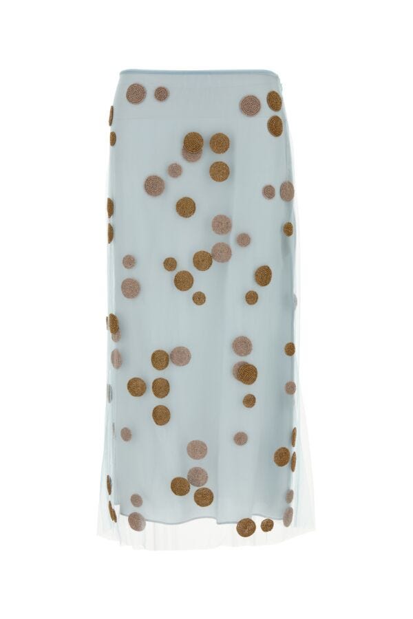 Fendi Woman Pastel Light Blue Tulle Skirt