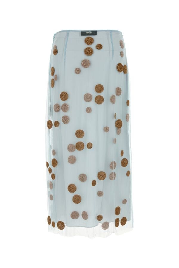Fendi Woman Pastel Light Blue Tulle Skirt