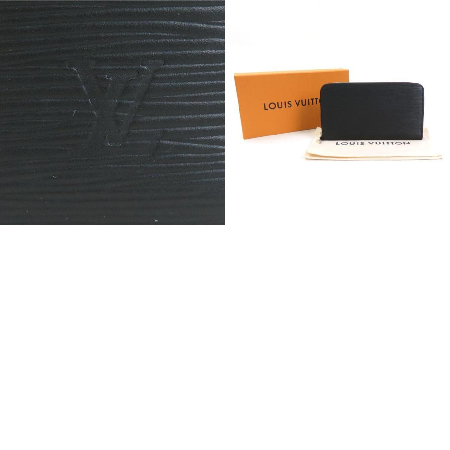 LOUIS VUITTON Round Zipper Long Wallet Epi Zippy Organizer NM Leather Noir Unisex M62643