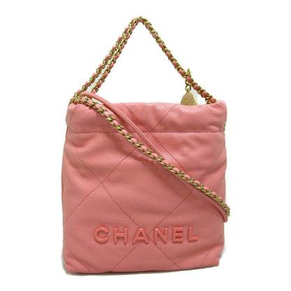 CHANEL 22 Mini 2wayShoulder Bag Pink Coral pink Caviar Skin [Grained Calf] Shiny Grain Calfskin AS3980 B14407 NR646
