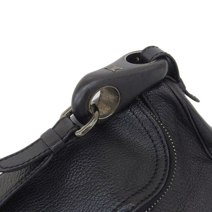 Celine one shoulder bag leather black silver metal fittings