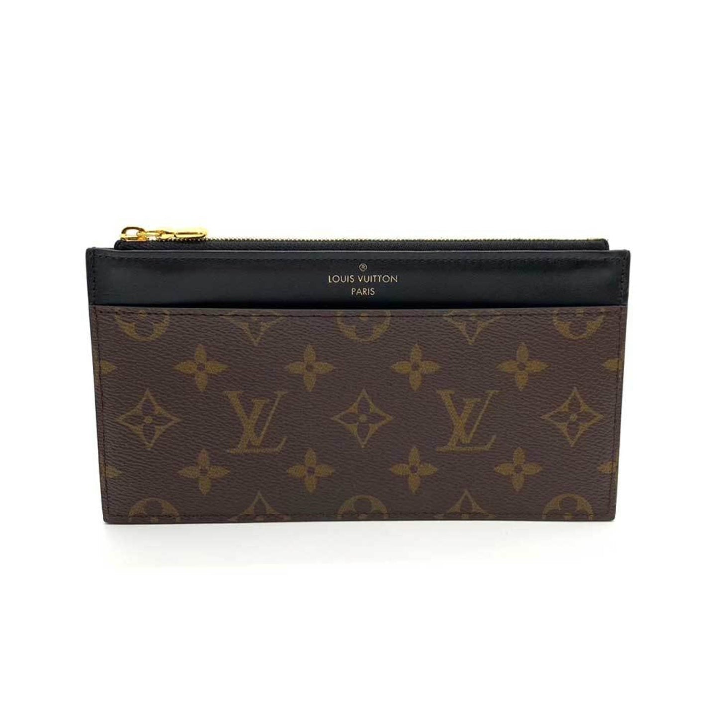 Louis Vuitton Wallet Perth Brown x Black Long Card Holder Square Ladies Monogram Leather M80348 LOUISVUITTON