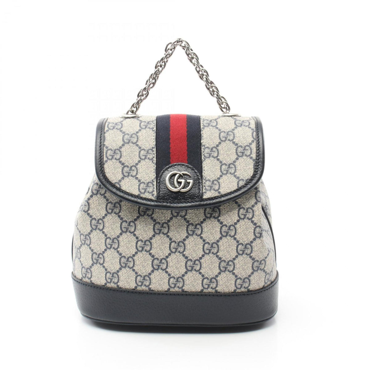 Gucci Navy White Pvc Coated Canvas Leather Backpack ()