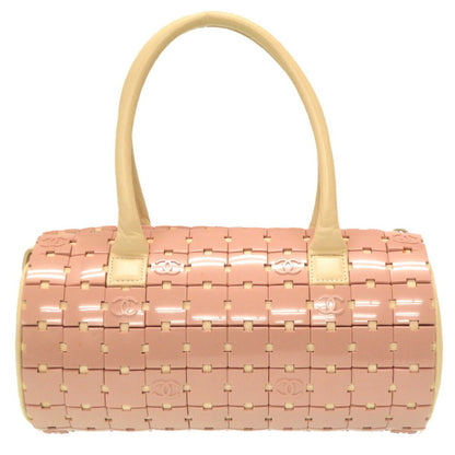 Chanel Duffle Bag Plastic Leather Pink White 6s Handbag