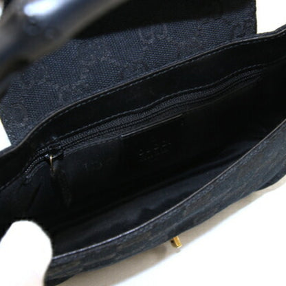 Gucci Handbag GG Jackie 005.0811 Black Canvas Leather Ladies Bamboo GUCCI