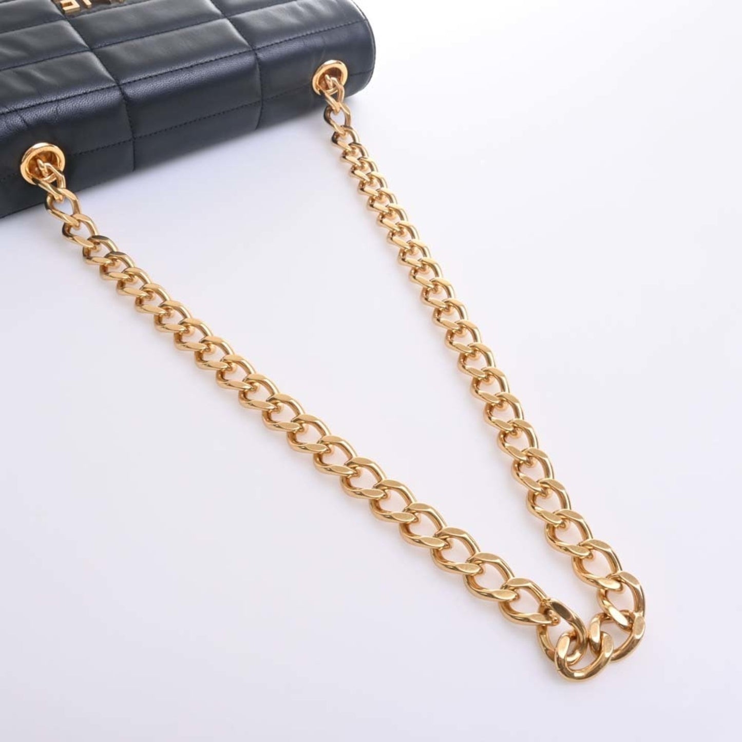 Celine Matelasse Monochrome Leather Chain Shoulder Bag Black Women's