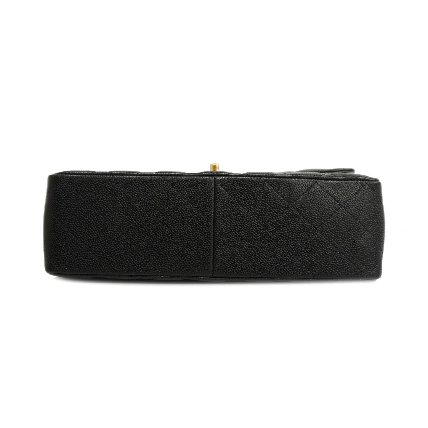 Chanel[3bd4366-e-g] Auth  Big Matelasse W Flap W Chain Women's Caviar Leather Shoulder Bag