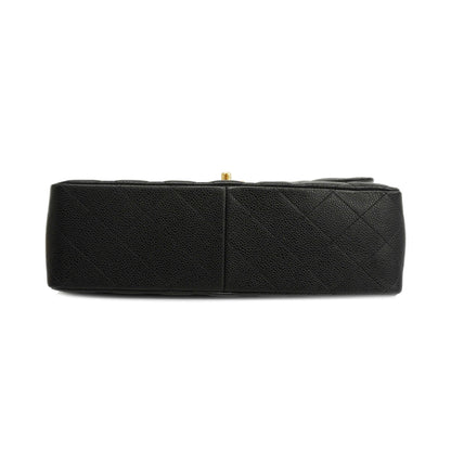 Chanel[3bd4366-e-g] Auth  Big Matelasse W Flap W Chain Women's Caviar Leather Shoulder Bag