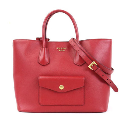 Prada HandBag Shoulder Bag Leather Red Unisex BN2729