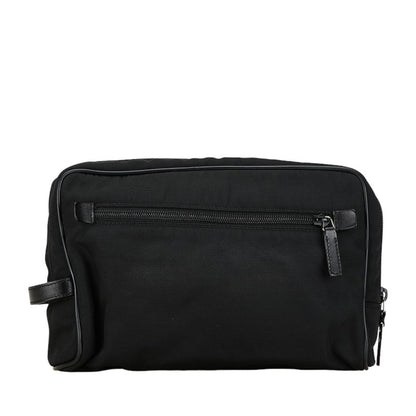 Gucci Black Nylon Leather Clutch Bag