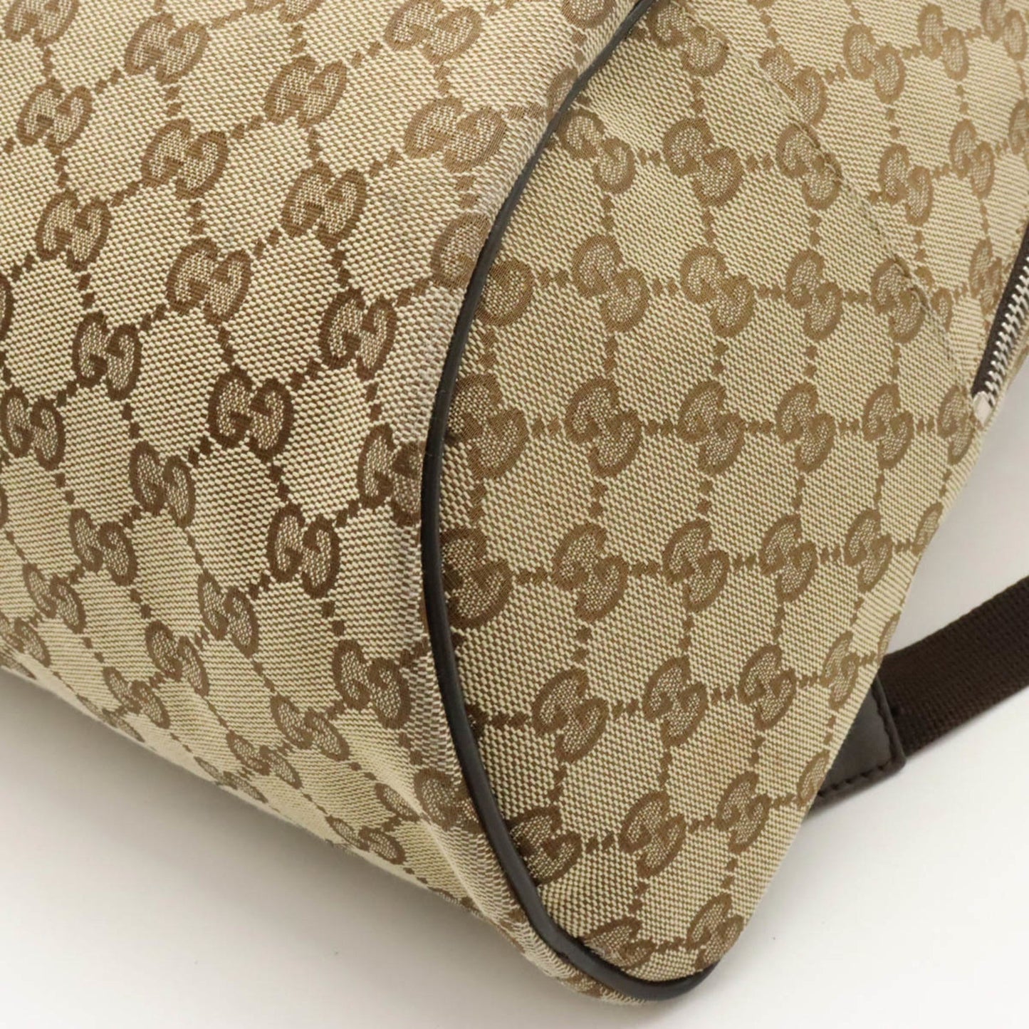 Gucci Beige Dark Brown Canvas Leather Backpack
