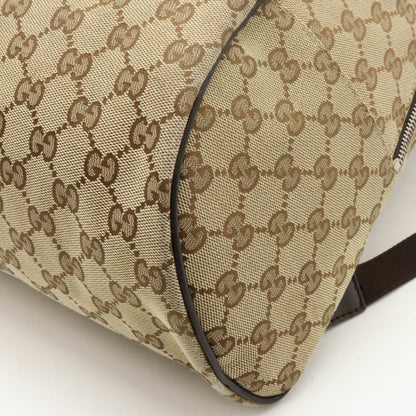 Gucci Beige Dark Brown Canvas Leather Backpack