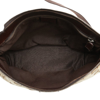 Gucci Beige Brown Canvas Leather Shoulder Bag