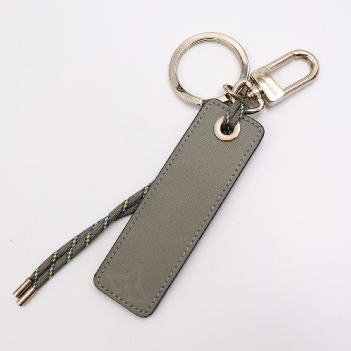 LOUIS VUITTON Portocre Tag Monogram Fluo Keychain MP2126 Titanium Canvas Gray Series Silver Hardware Key Ring Bag Charm