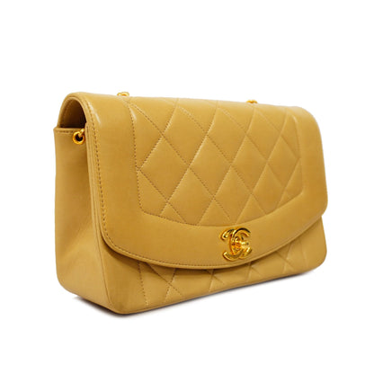 ChanelAuth  Matelasse Diana Flap Single Chain Lambskin Women's Shoulder Bag