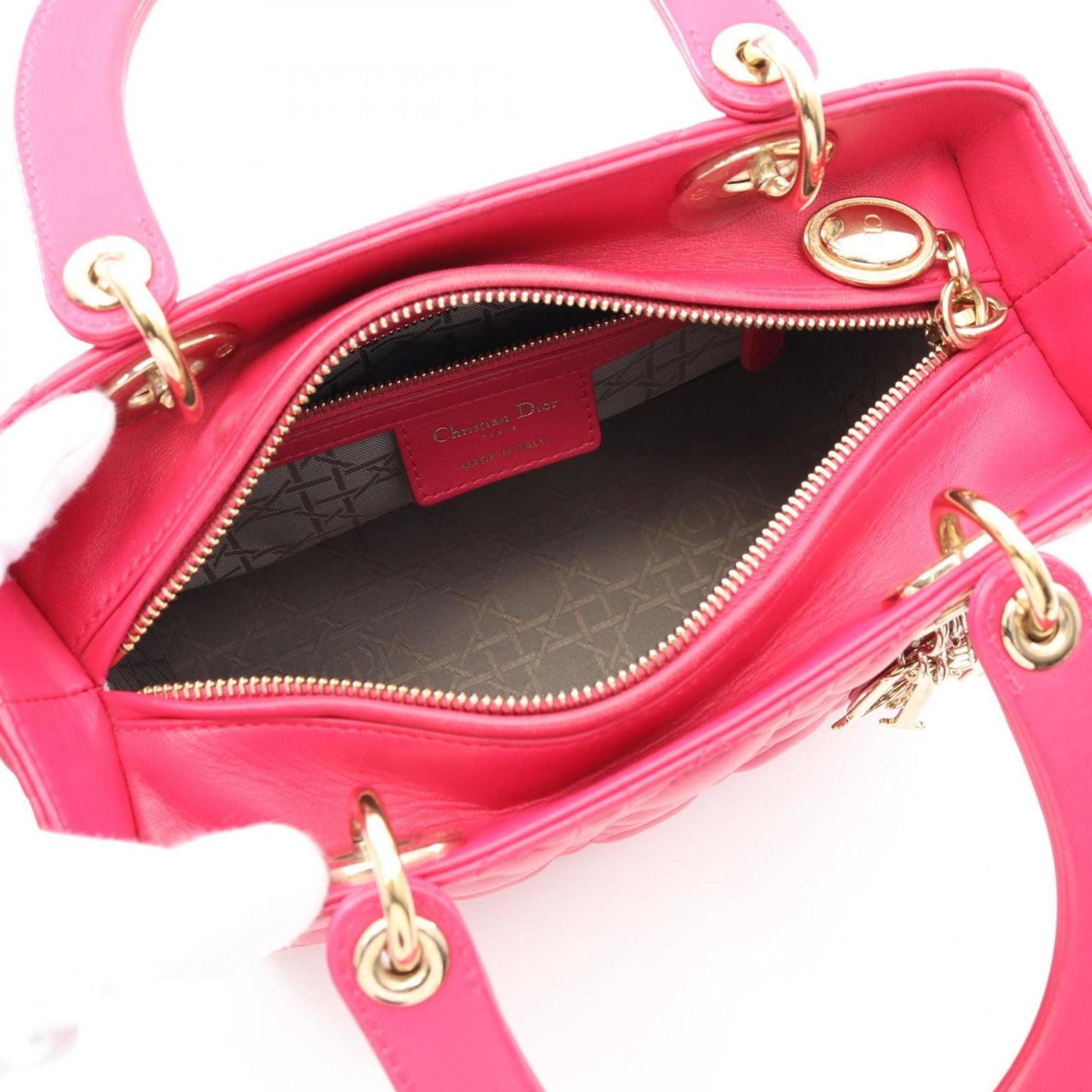 Christian Dior Lady Dior Red Color Leather Handbag ()