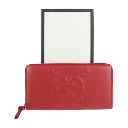 Gucci Long Wallet 453393 Leather Red Round Zipper