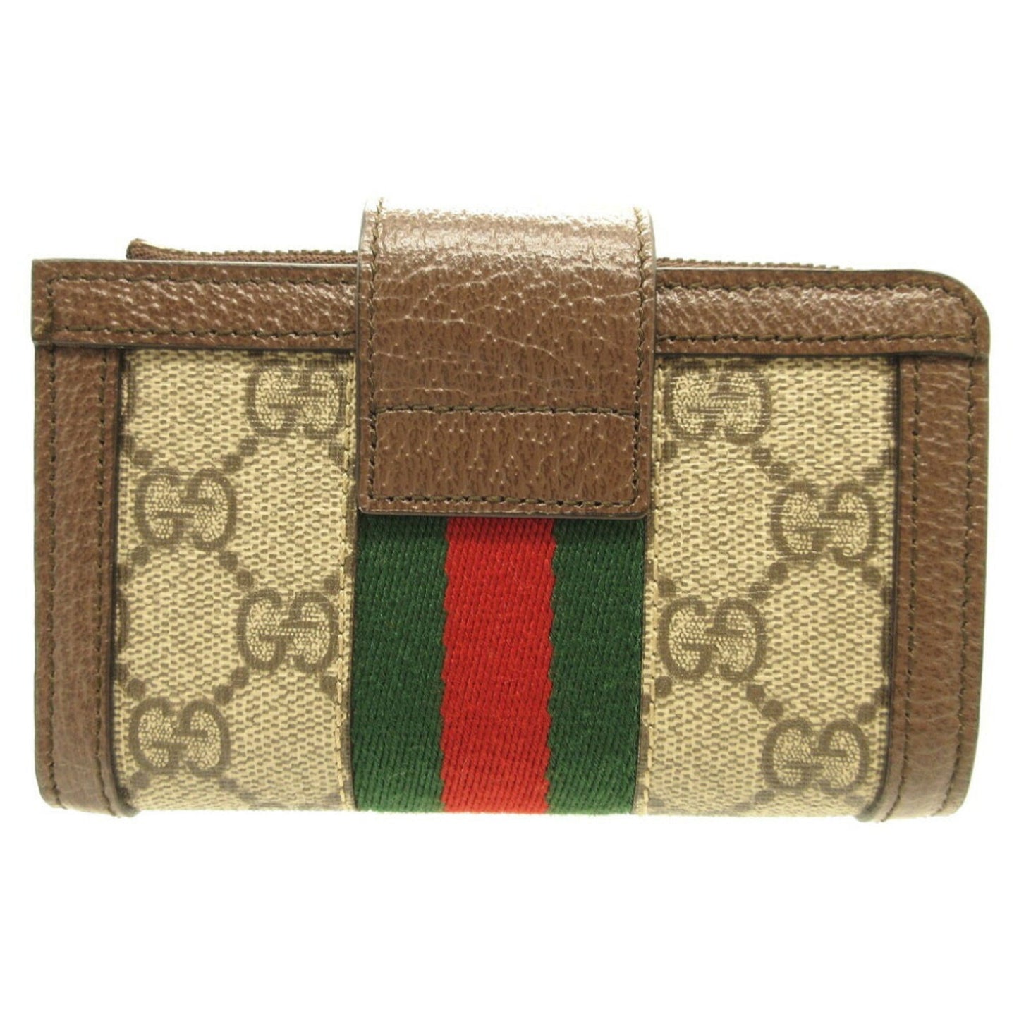 GUCCI Ophidia 699353 GG Marmont Canvas Leather Beige Brown Card Case Wallet