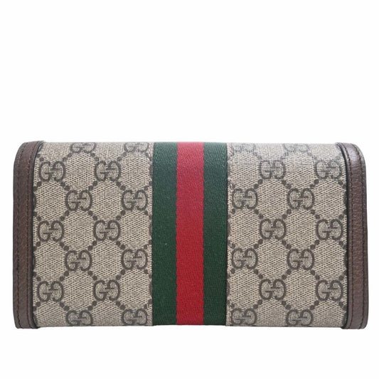 GUCCI Ophidia GG Supreme Sherry Continental Long Wallet 523153 Beige Brown Women's