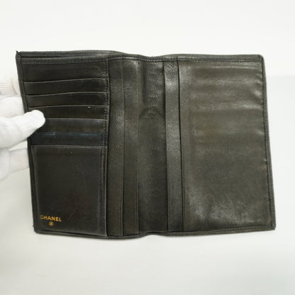 ChanelAuth  Bicolor Bi-fold Wallet Women's Lambskin Black