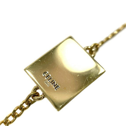 Celine Bracelet Gold 46B0P6BRA 35OR GP Celine Initial Alphabet P Breath Chain Plate Ladies