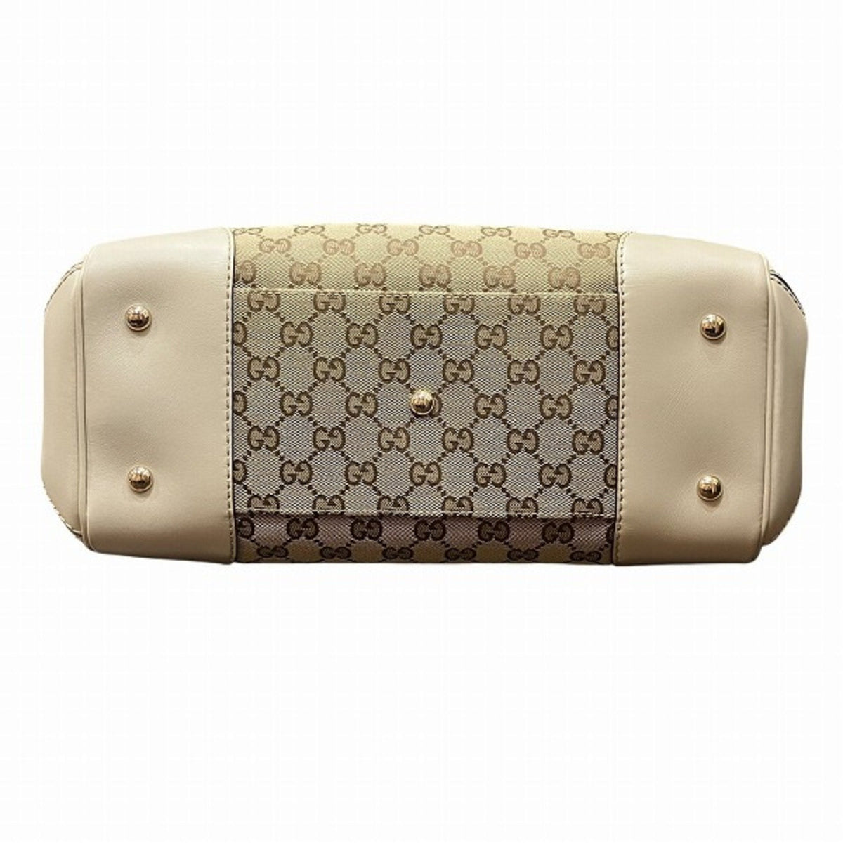 Gucci Beige Gg Canvas Leather Shoulder Bag Tote Bag