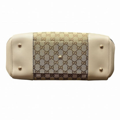 Gucci Beige Gg Canvas Leather Shoulder Bag Tote Bag
