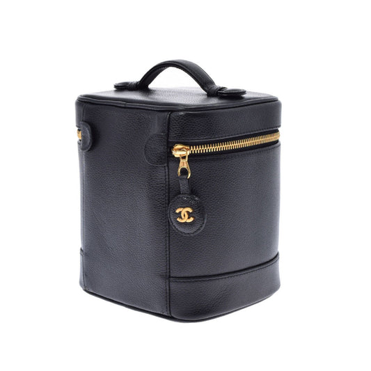 Chanel Vanity Black Ladies Caviar Skin Handbag