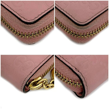 Gucci Wallet Pink Gold Shimaline 409342 Leather GUCCI Interlocking Charm Women's