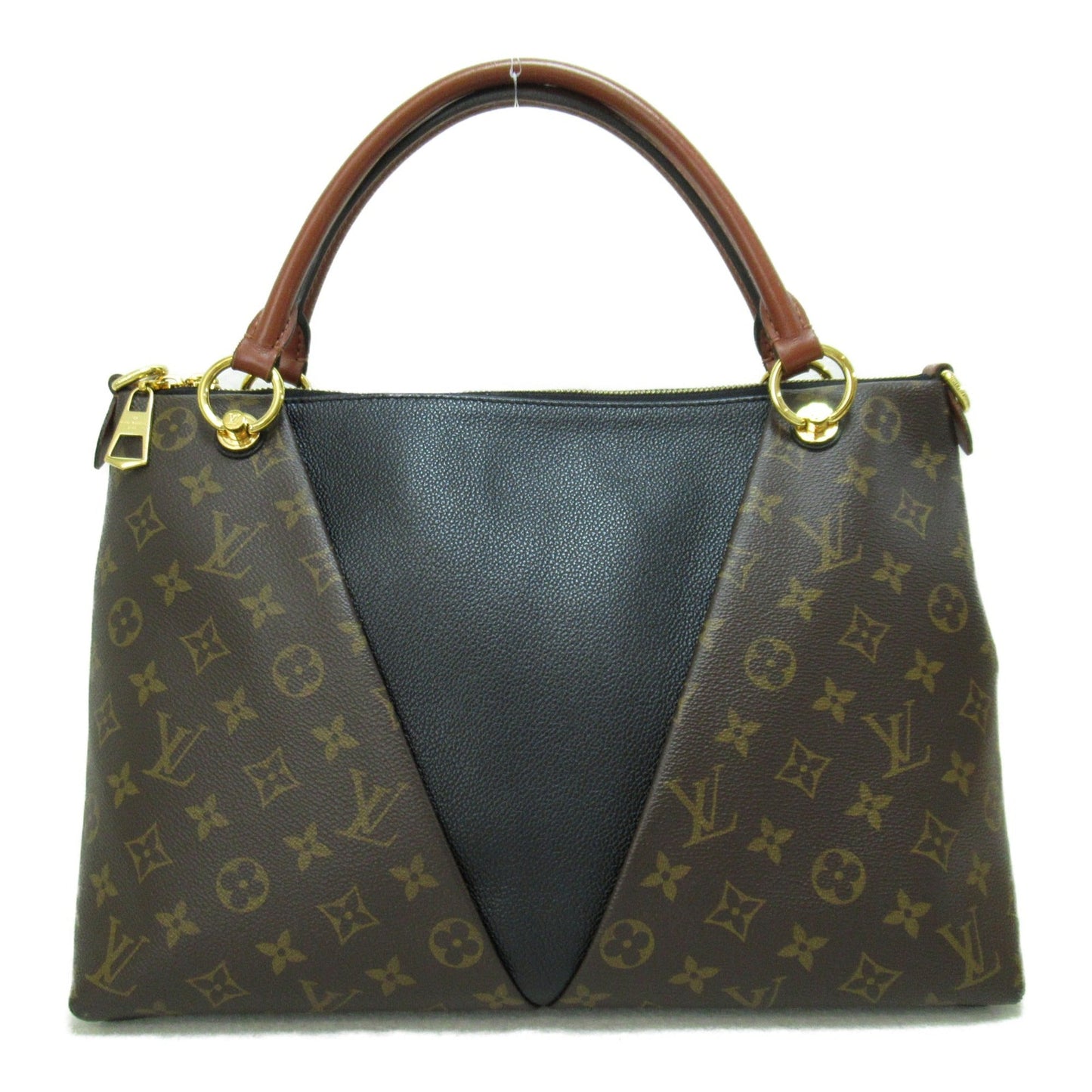 Louis Vuitton V Tote MM Shoulder Bag Brown Black Monogram PVC coated canvas M43948