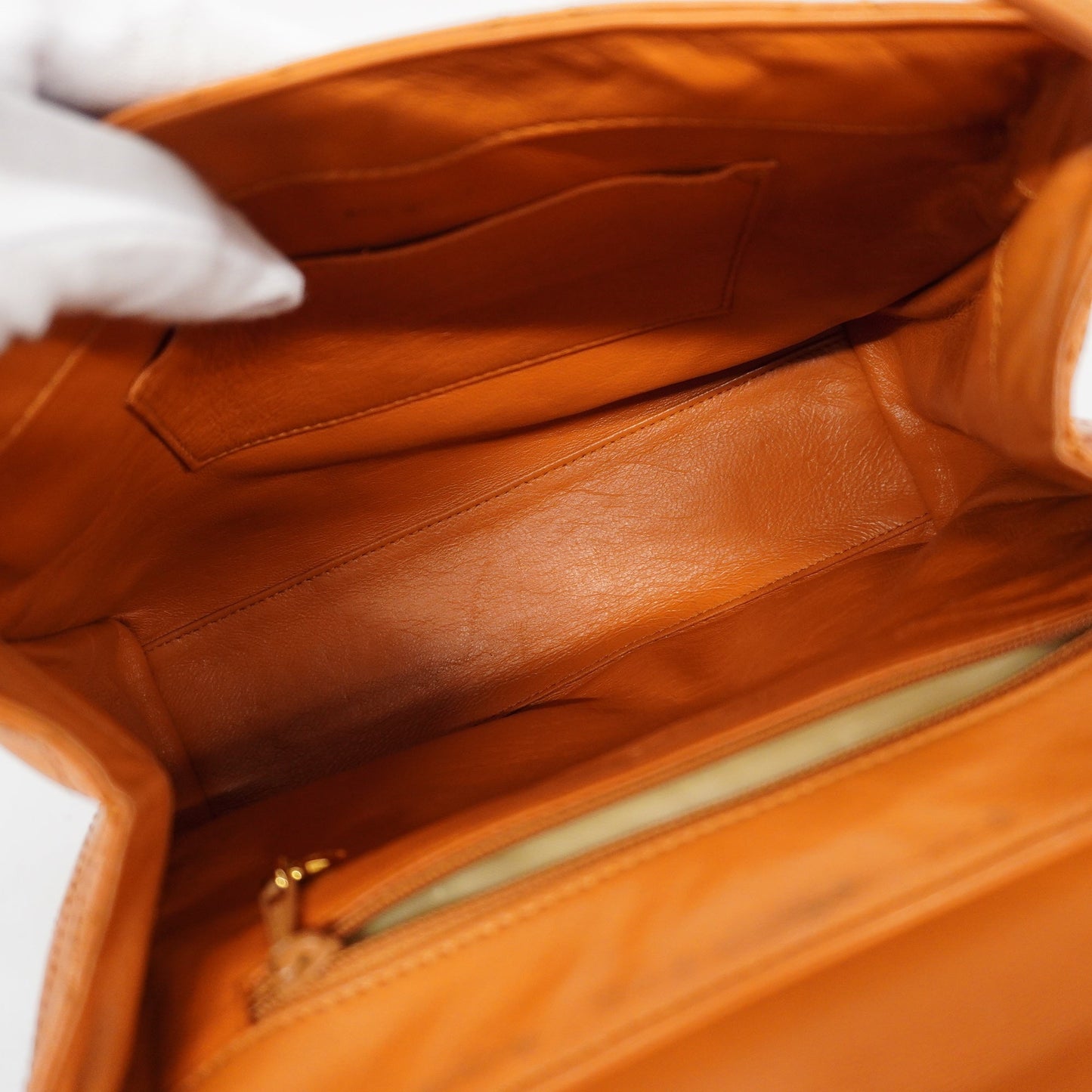 CHANELAuth  Matelasse Women's Leather Handbag Orange