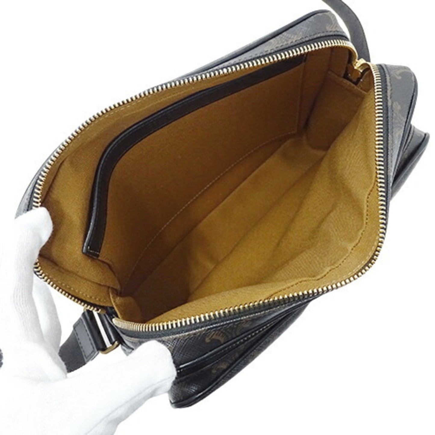 Celine Bag Women's Men's Shoulder Triomphe Medium Forco Black Brown Unisex
