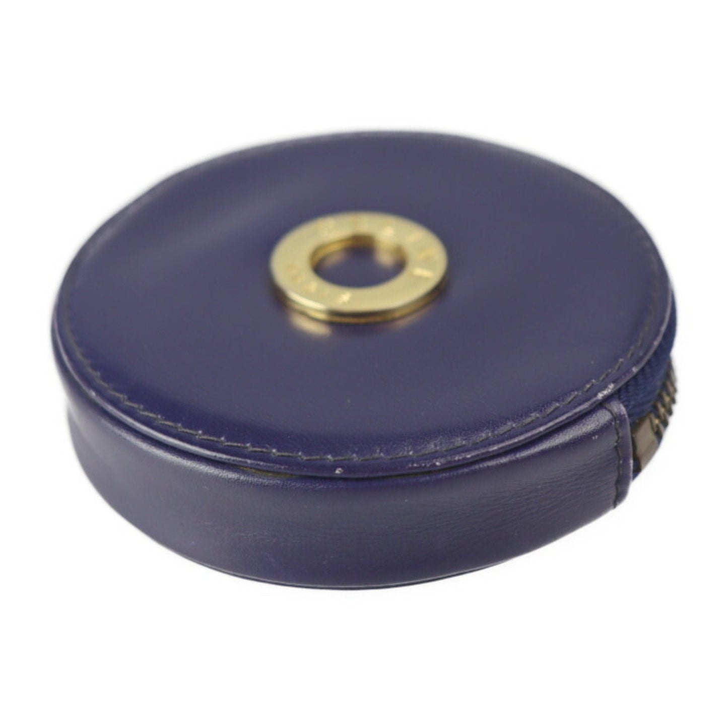 Celine coin case leather purple navy gold metal fittings circle logo purse