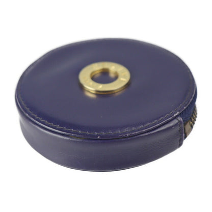 Celine coin case leather purple navy gold metal fittings circle logo purse