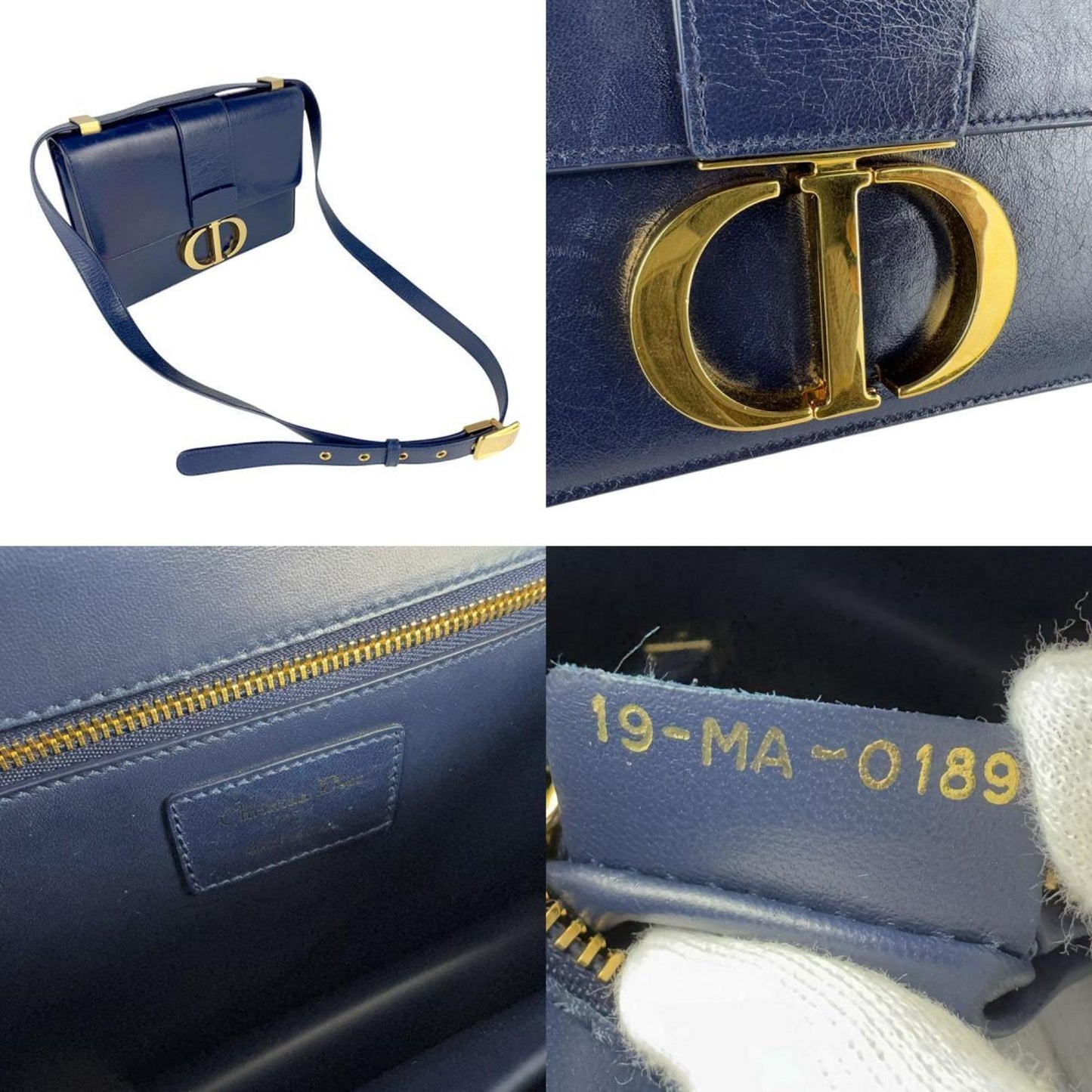 Christian Dior Navy Leather Shoulder Bag ()