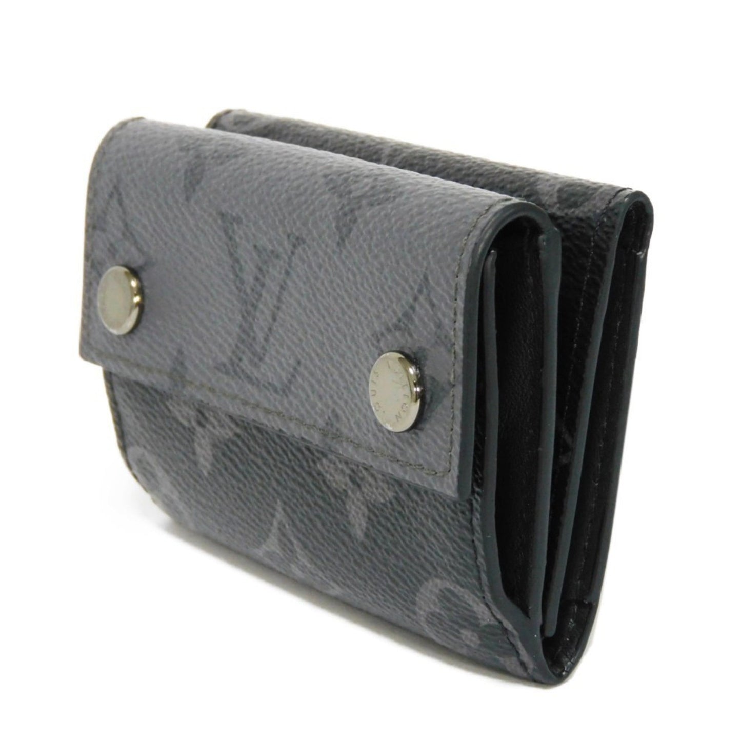 LOUIS VUITTON Trifold Wallet Discovery Compact W Snap Monogram Eclipse Reverse M45417 Men's Billfold