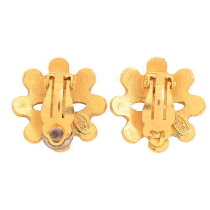 Chanel here mark earrings gold metal
