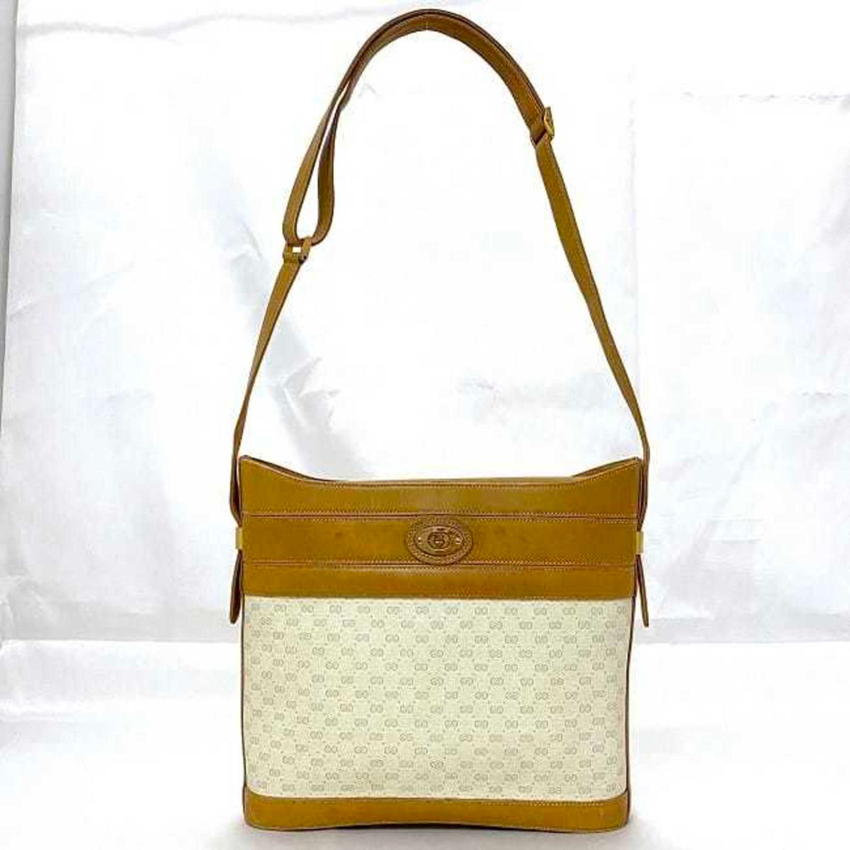 Gucci Beige Brown Pvc Leather Shoulder Bag